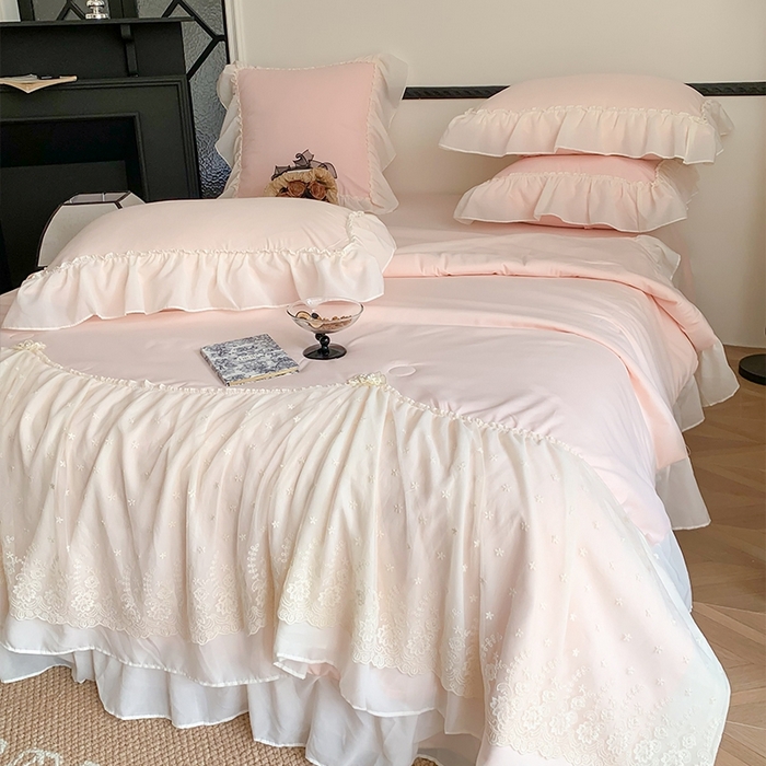 91家纺网 家纺一手货源 找家纺 （总）吾欢心 2026新款A类法式花边爱丽莎床盖款夏被四件套