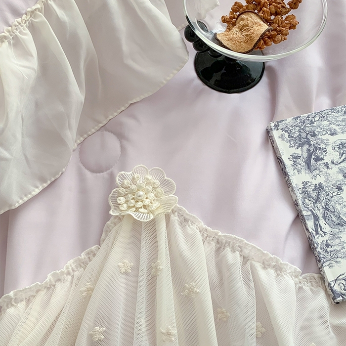 91家纺网 家纺一手货源 找家纺 吾欢心 2026新款A类法式花边爱丽莎夏被四件套 爱丽莎紫