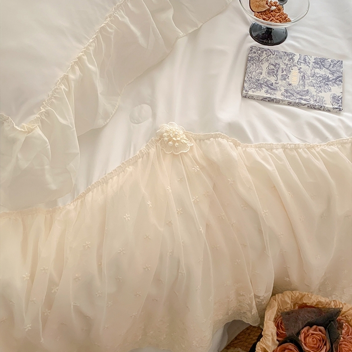 91家纺网 家纺一手货源 找家纺 吾欢心 2026新款A类法式花边爱丽莎夏被四件套 爱丽莎白