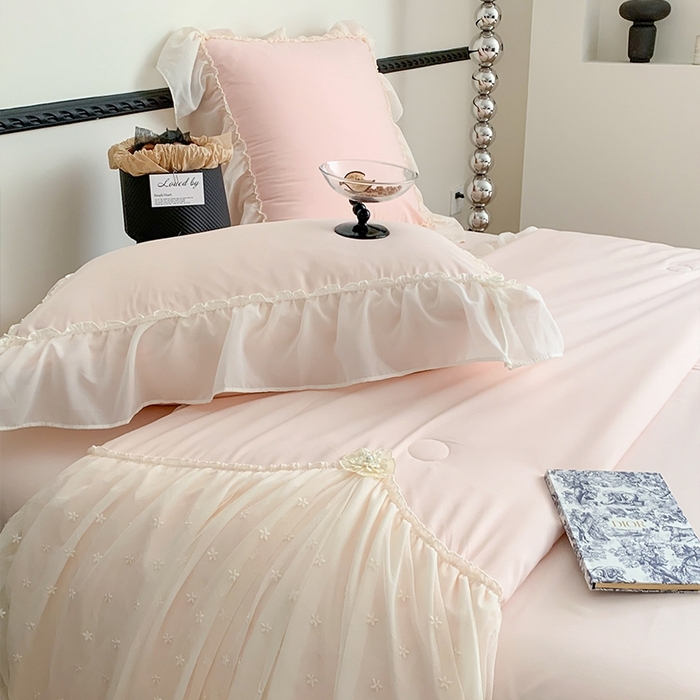 91家纺网 家纺一手货源 找家纺 （总）吾欢心 2026新款A类法式花边爱丽莎床盖款夏被四件套