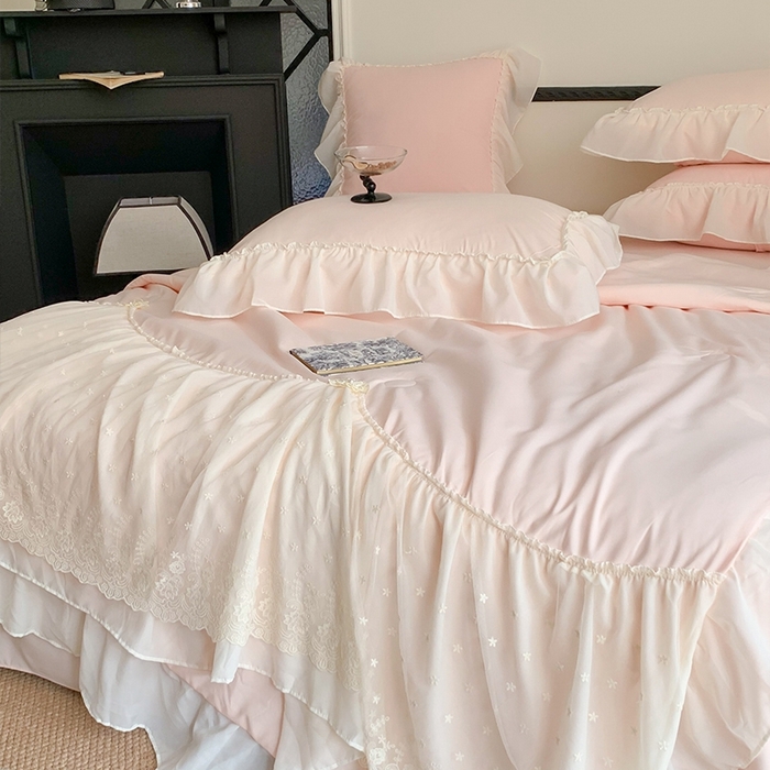 91家纺网 家纺一手货源 找家纺 （总）吾欢心 2026新款A类法式花边爱丽莎床盖款夏被四件套