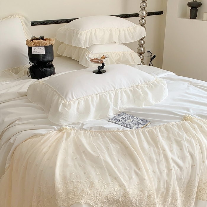 91家纺网 家纺一手货源 找家纺 吾欢心 2026新款A类法式花边爱丽莎夏被四件套 爱丽莎白