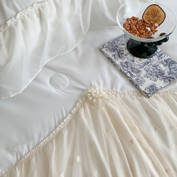 91家纺网 家纺一手货源 找家纺 吾欢心 2026新款A类法式花边爱丽莎夏被四件套 爱丽莎白