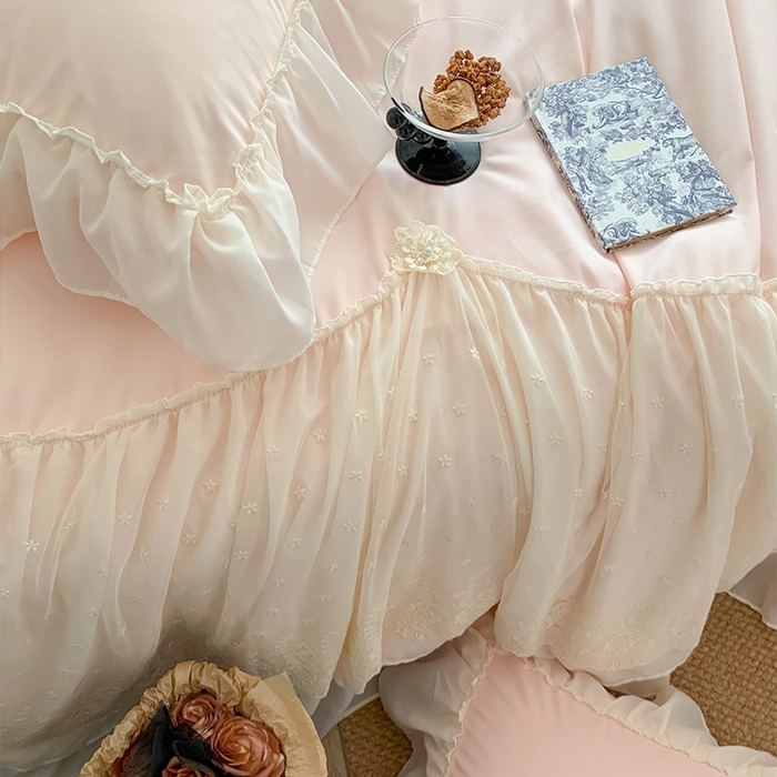 91家纺网 家纺一手货源 找家纺 （总）吾欢心 2026新款A类法式花边爱丽莎床盖款夏被四件套