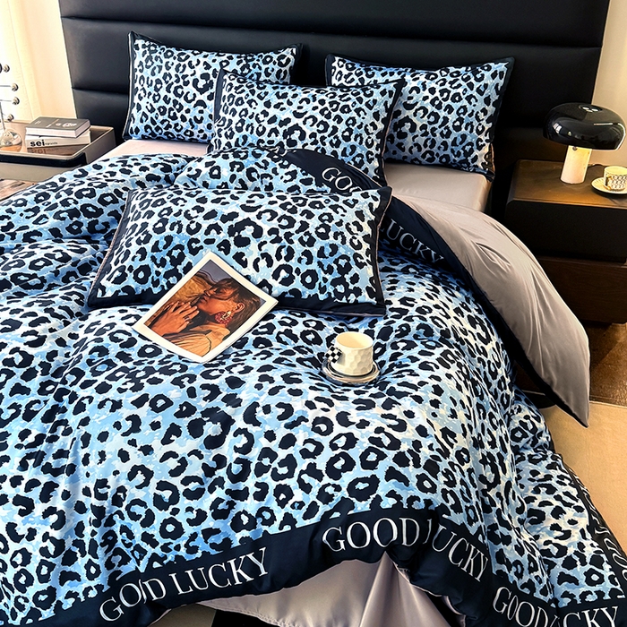 91家纺网 家纺一手货源 找家纺 （总）摩卡（乐趣） 2026新款豹纹水洗真丝款四件套