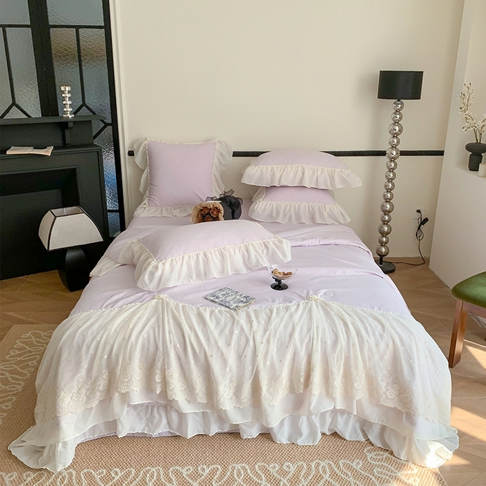 91家纺网 家纺一手货源 找家纺 （总）吾欢心 2026新款A类法式花边爱丽莎床盖款夏被四件套