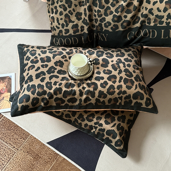 91家纺网 家纺一手货源 找家纺 摩卡（乐趣） 2026新款豹纹水洗真丝款四件套 豹纹-咖