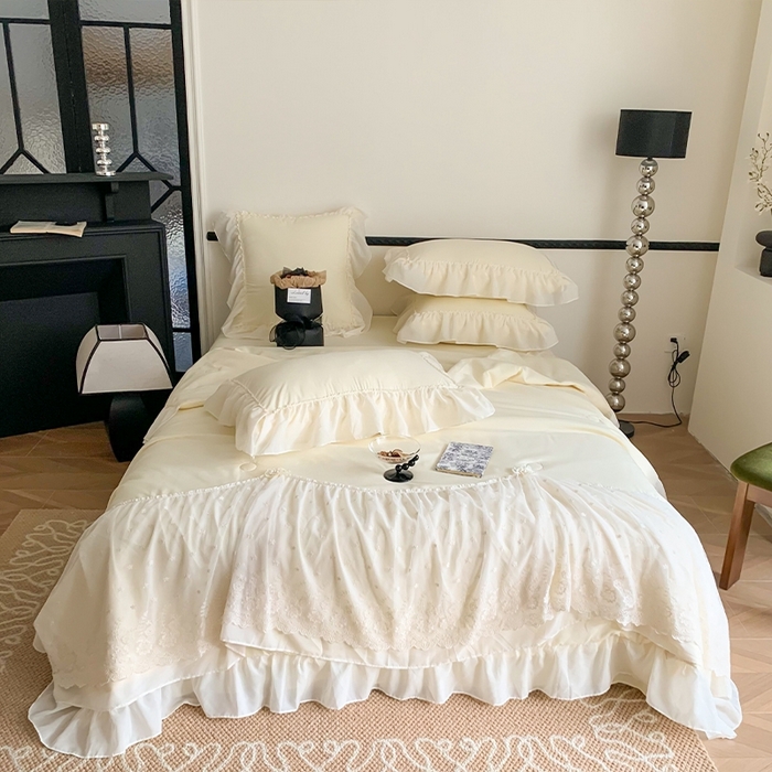 91家纺网 家纺一手货源 找家纺 （总）吾欢心 2026新款A类法式花边爱丽莎床盖款夏被四件套