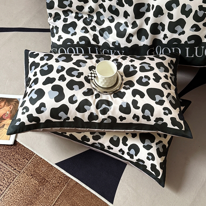 91家纺网 家纺一手货源 找家纺 摩卡（乐趣） 2026新款豹纹水洗真丝款四件套 豹纹-米