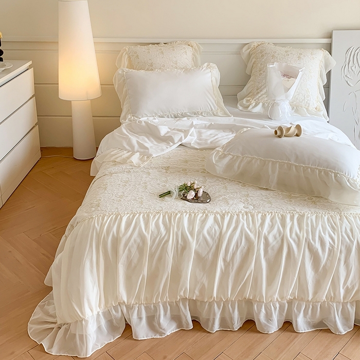 91家纺网 家纺一手货源 找家纺 吾欢心 2026新款A类赫琳娜夏被四件套 赫琳娜白