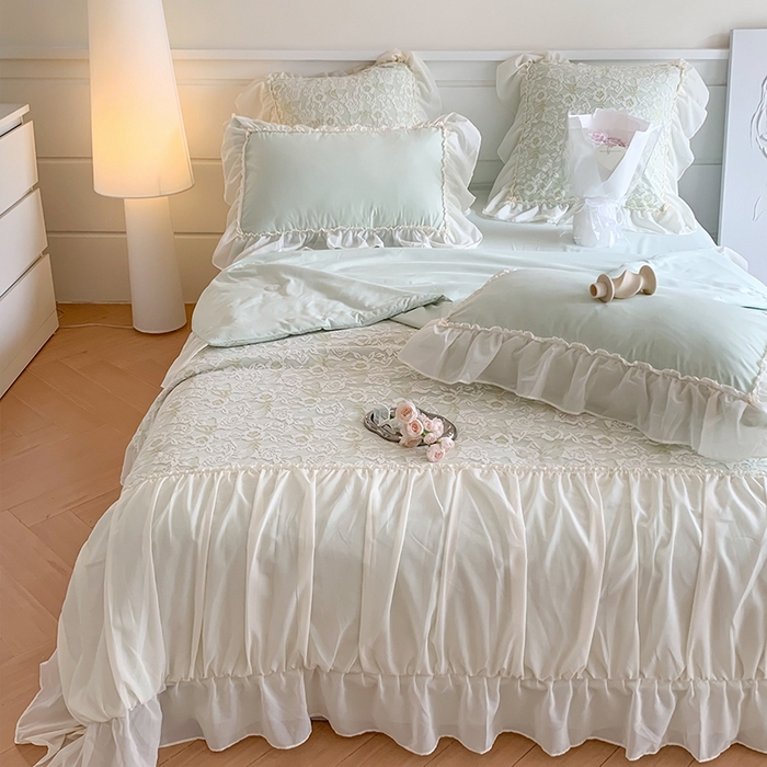 91家纺网 家纺一手货源 找家纺 吾欢心 2026新款A类赫琳娜夏被四件套 赫琳娜绿