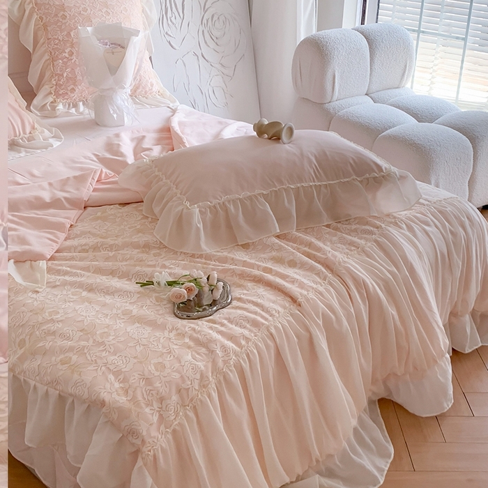 91家纺网 家纺一手货源 找家纺 吾欢心 2026新款A类赫琳娜夏被四件套 赫琳娜粉