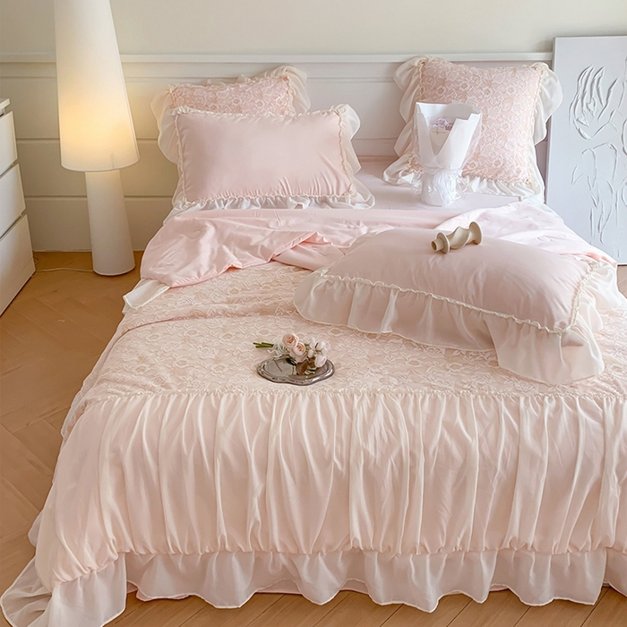 91家纺网 家纺一手货源 找家纺 吾欢心 2026新款A类赫琳娜夏被四件套 赫琳娜粉