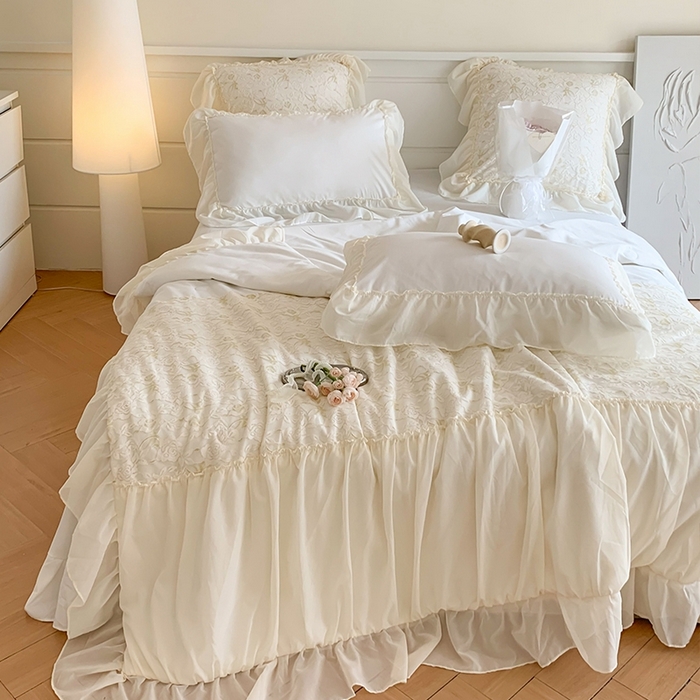 91家纺网 家纺一手货源 找家纺 吾欢心 2026新款A类赫琳娜夏被四件套 赫琳娜白