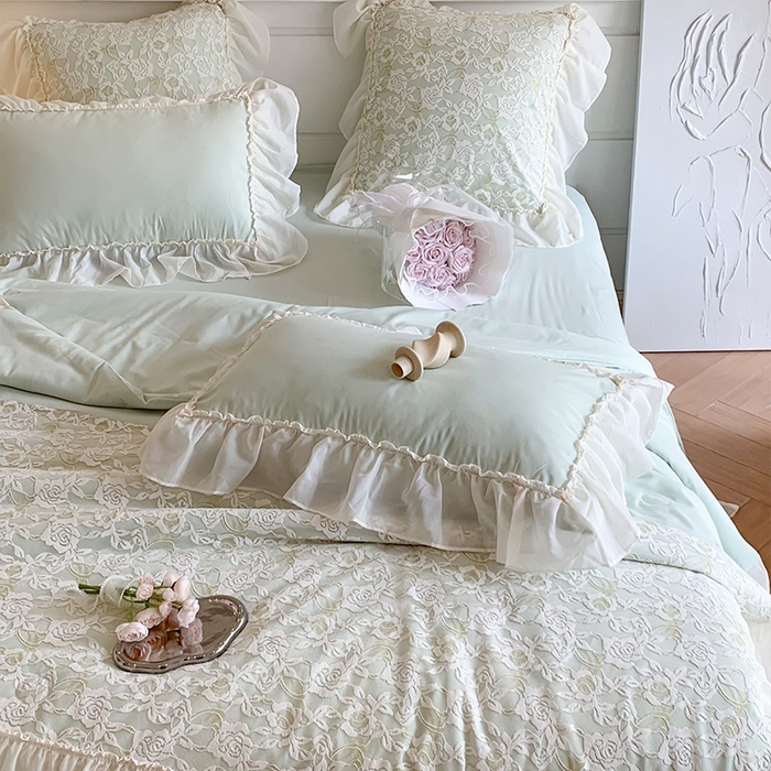 91家纺网 家纺一手货源 找家纺 吾欢心 2026新款A类赫琳娜夏被四件套 赫琳娜绿