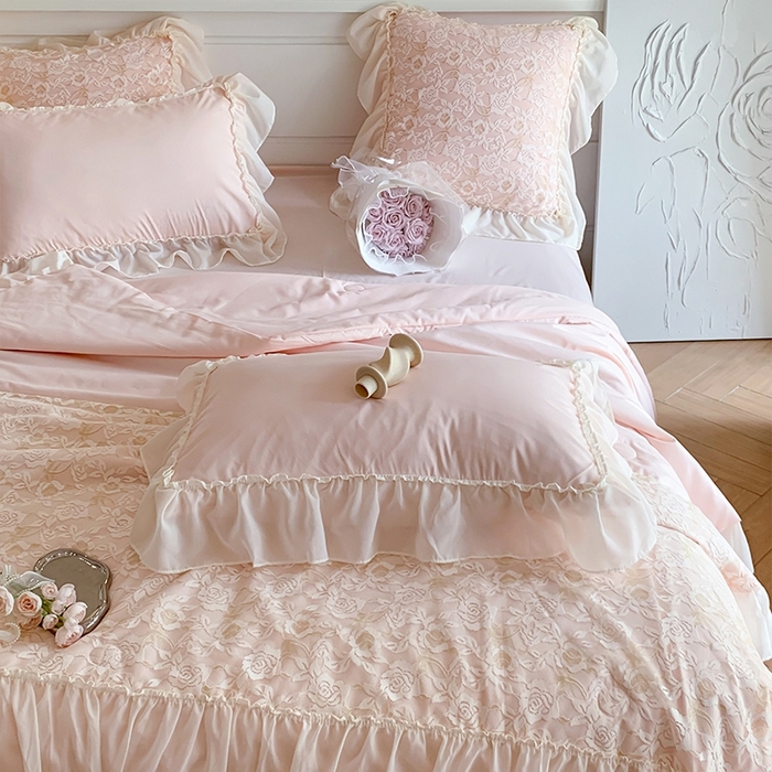 91家纺网 家纺一手货源 找家纺 吾欢心 2026新款A类赫琳娜夏被四件套 赫琳娜粉