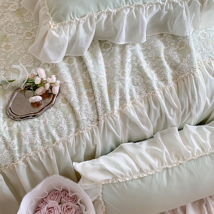 91家纺网 家纺一手货源 找家纺 吾欢心 2026新款A类赫琳娜夏被四件套 赫琳娜绿