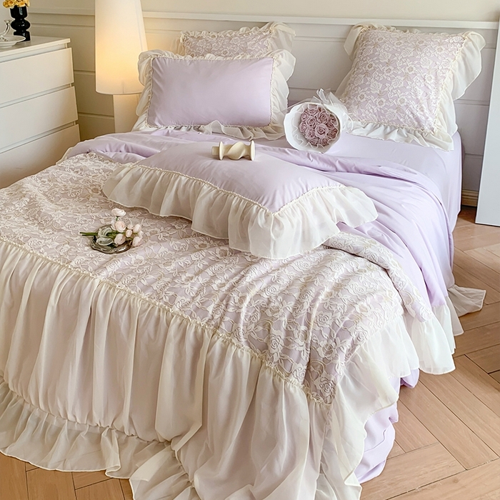 91家纺网 家纺一手货源 找家纺 吾欢心 2026新款A类赫琳娜夏被四件套 赫琳娜紫