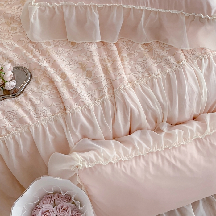 91家纺网 家纺一手货源 找家纺 吾欢心 2026新款A类赫琳娜夏被四件套 赫琳娜粉