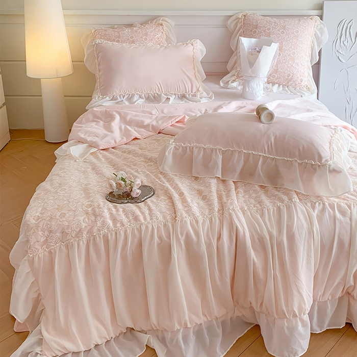 91家纺网 家纺一手货源 找家纺 吾欢心 2026新款A类赫琳娜夏被四件套 赫琳娜粉