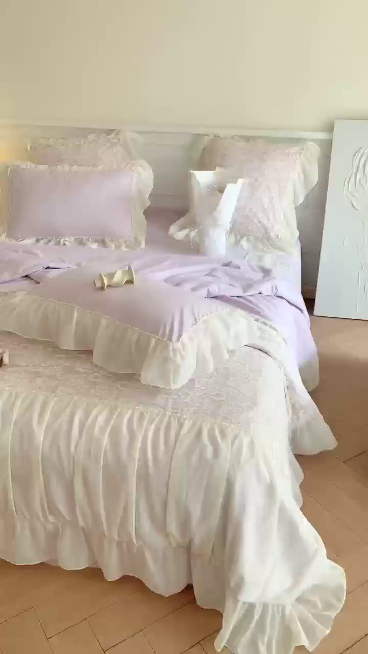 91家纺网 家纺一手货源 找家纺 吾欢心 2026新款A类赫琳娜夏被四件套 赫琳娜紫