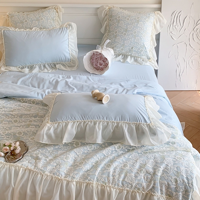 91家纺网 家纺一手货源 找家纺 吾欢心 2026新款A类赫琳娜夏被四件套 赫琳娜蓝