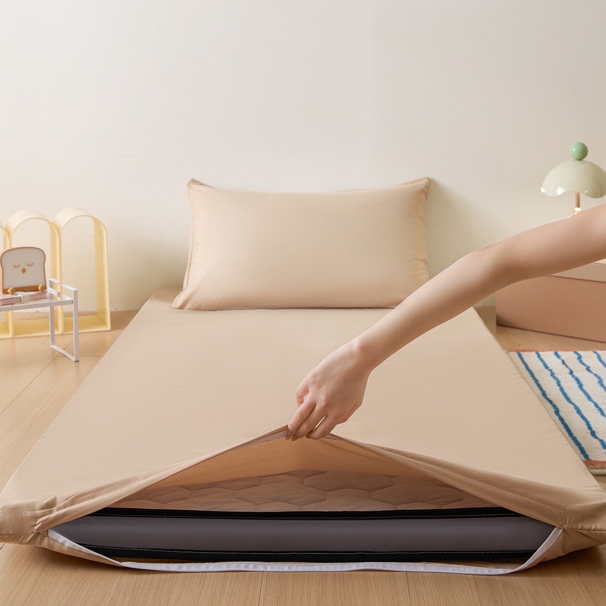 91家纺网 家纺一手货源 找家纺 （总）衿成家纺 2026新款学生床纯色床垫保护套单床垫套床垫套单件