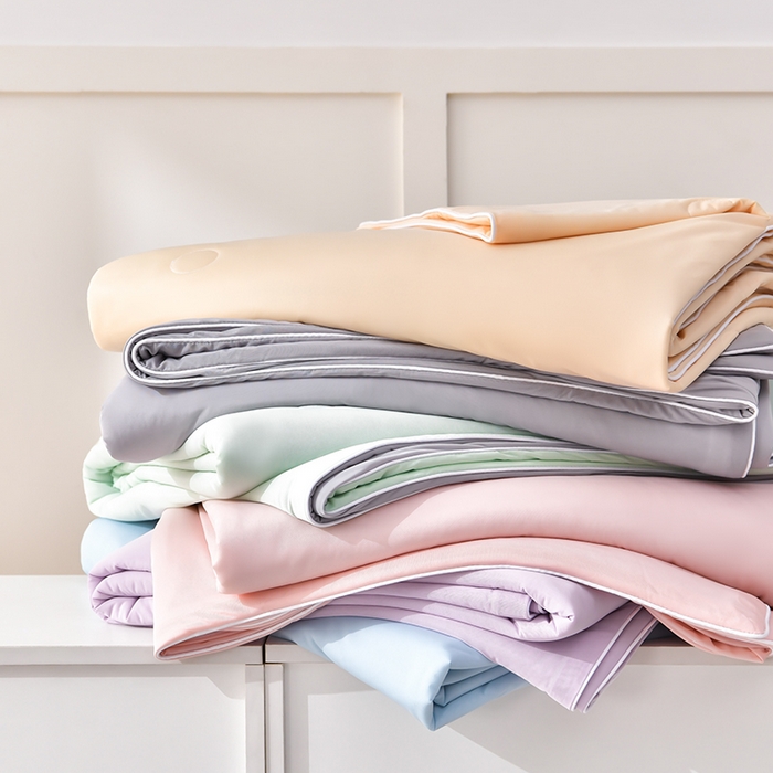 91家纺网 家纺一手货源 找家纺 永耀家纺 2026新款冷感冰激淋纯色凉感丝夏被空调被夏凉被 组合图仅供展示不可下单