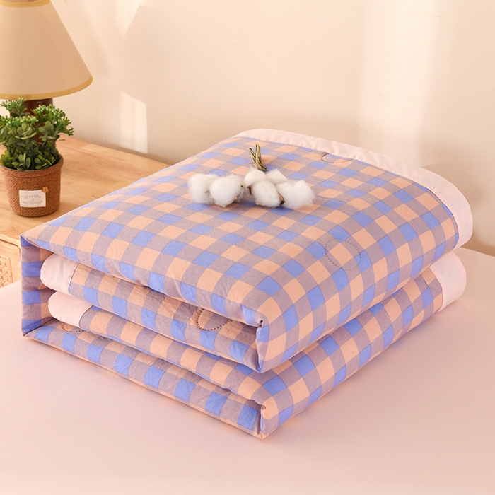 欧夏家纺 2026水洗棉印花超声波夏被空调被夏凉被薄被子直播外贸供货 紫格