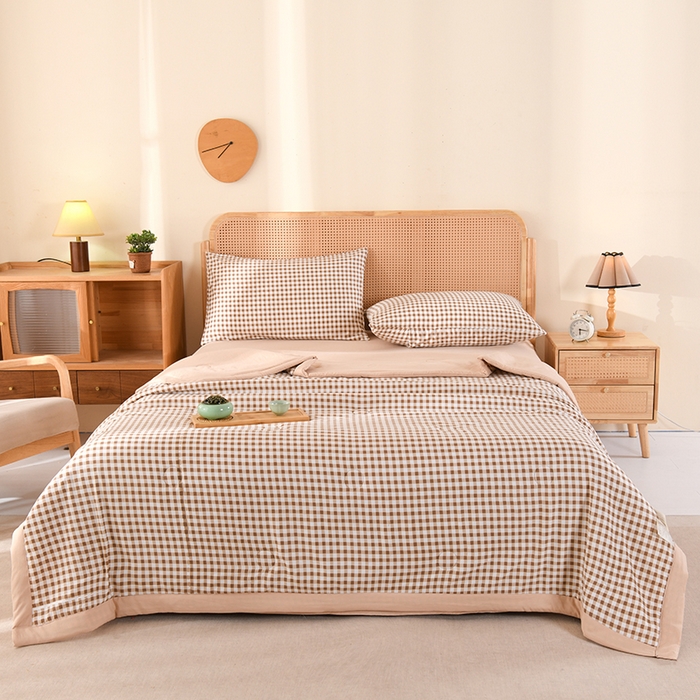 91家纺网 家纺一手货源 找家纺 欧夏家纺 2026水洗棉印花超声波夏被空调被夏凉被薄被子直播外贸供货 咖小格