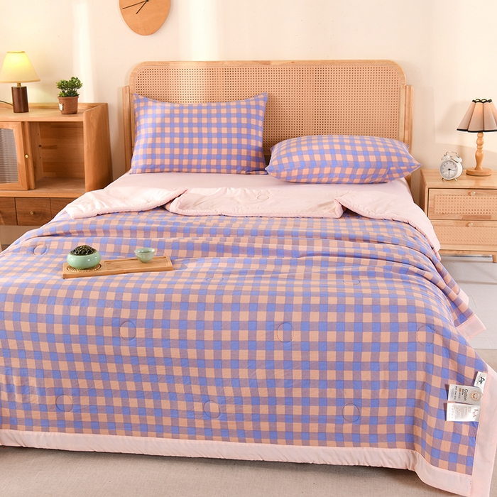 91家纺网 家纺一手货源 找家纺 欧夏家纺 2026水洗棉印花超声波夏被空调被夏凉被薄被子直播外贸供货 紫格