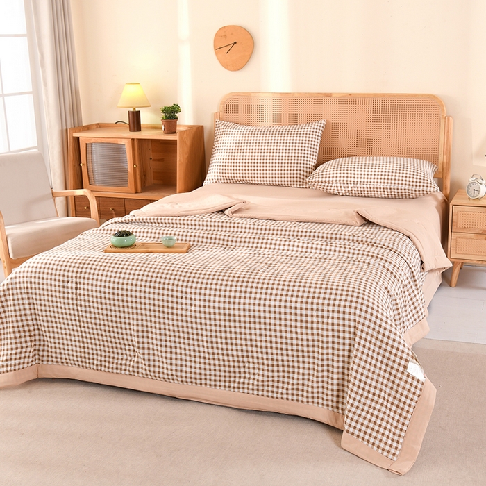 91家纺网 家纺一手货源 找家纺 欧夏家纺 2026水洗棉印花超声波夏被空调被夏凉被薄被子直播外贸供货 咖小格