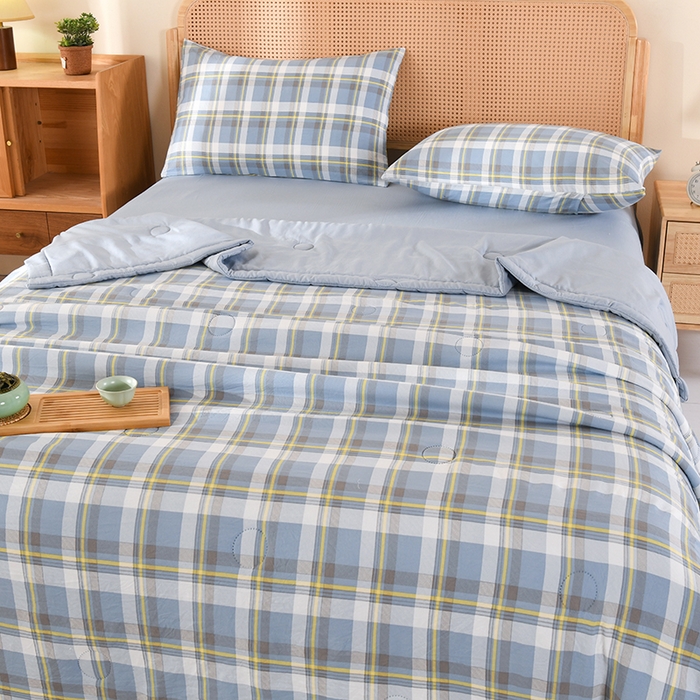 91家纺网 家纺一手货源 找家纺 欧夏家纺 2026水洗棉印花超声波夏被空调被夏凉被薄被子直播外贸供货 蓝大格