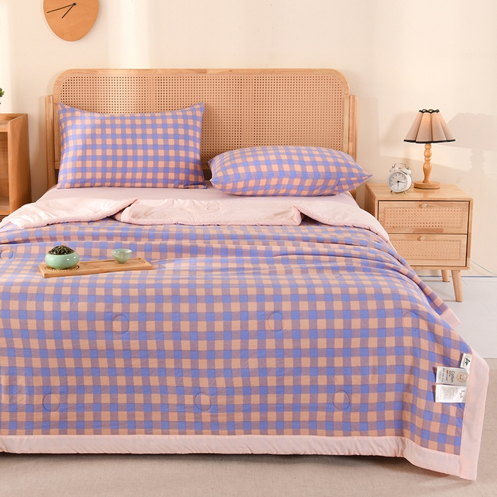 91家纺网 家纺一手货源 找家纺 欧夏家纺 2026水洗棉印花超声波夏被空调被夏凉被薄被子直播外贸供货 紫格