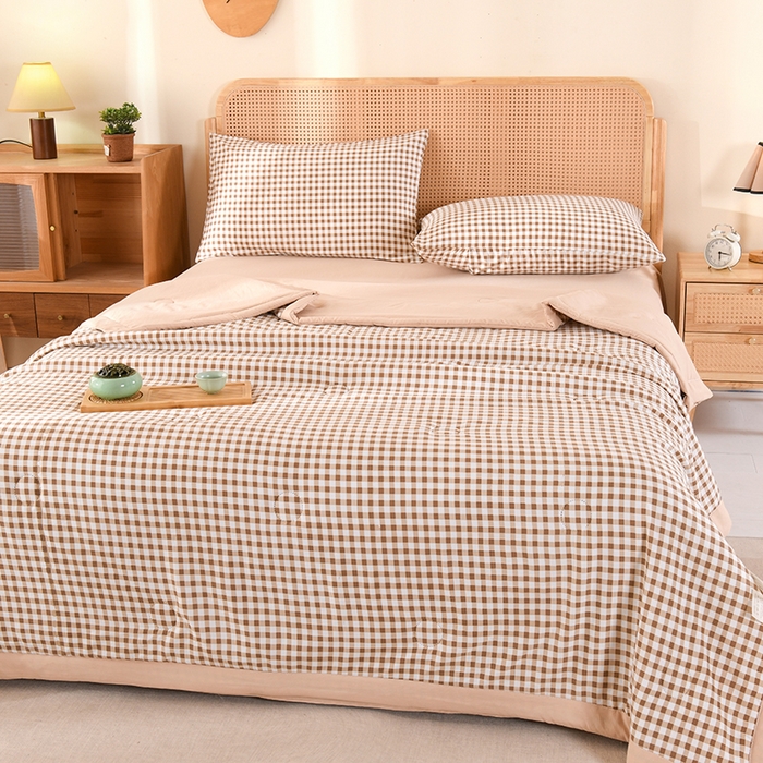 91家纺网 家纺一手货源 找家纺 欧夏家纺 2026水洗棉印花超声波夏被空调被夏凉被薄被子直播外贸供货 咖小格