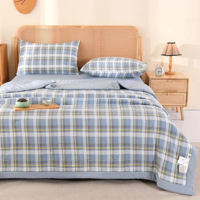 91家纺网 家纺一手货源 找家纺 欧夏家纺 2026水洗棉印花超声波夏被空调被夏凉被薄被子直播外贸供货 蓝大格