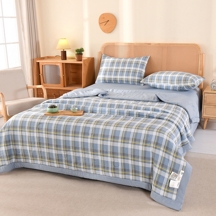 91家纺网 家纺一手货源 找家纺 欧夏家纺 2026水洗棉印花超声波夏被空调被夏凉被薄被子直播外贸供货 蓝大格