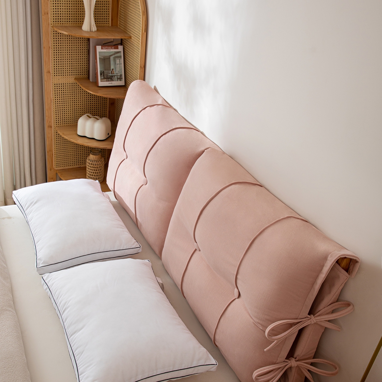 91家纺网 家纺一手货源 找家纺 沐沐家纺 2026新款德芙绒靠背 胭脂粉