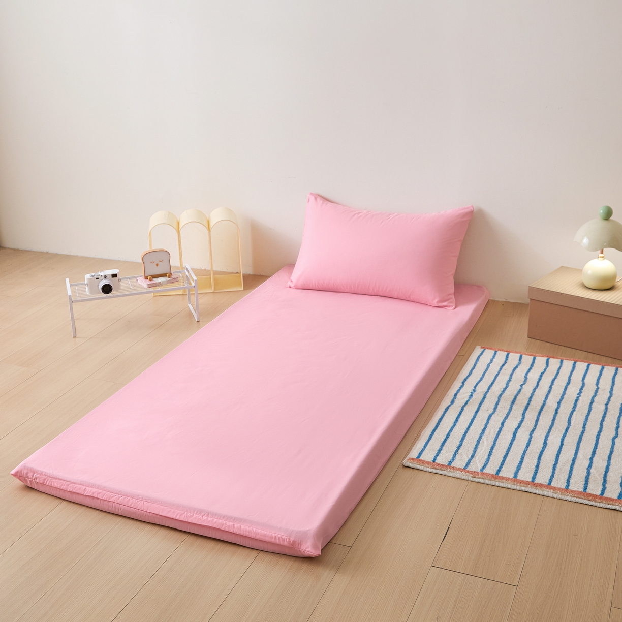91家纺网 家纺一手货源 找家纺 衿成家纺 2026新款学生床纯色床垫保护套单床垫套床垫套单件 粉色