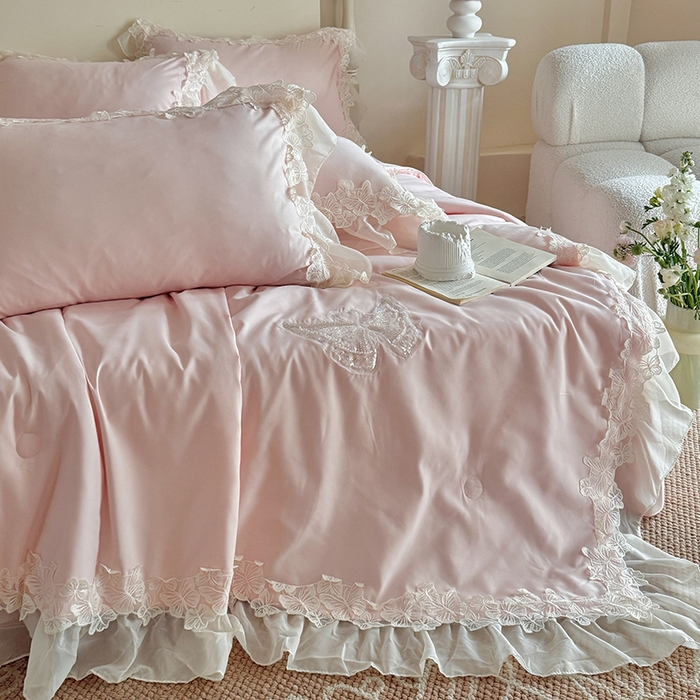 91家纺网 家纺一手货源 找家纺 （总）吾欢心 2026新款糯小棉蝶恋花床盖款夏被四件套