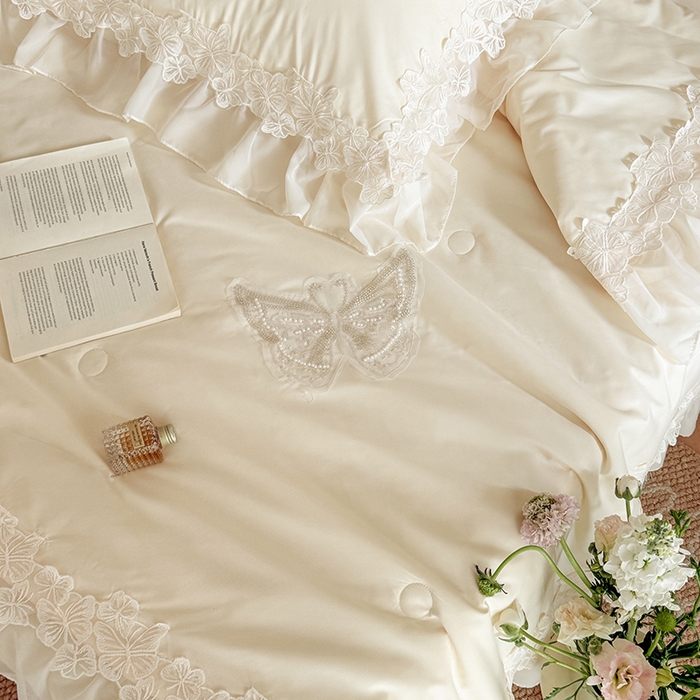 91家纺网 家纺一手货源 找家纺 吾欢心 2026新款糯小棉蝶恋花床盖款夏被四件套 黄