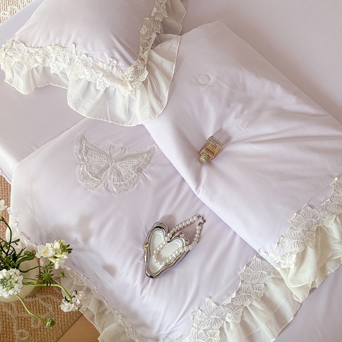 91家纺网 家纺一手货源 找家纺 吾欢心 2026新款糯小棉蝶恋花床盖款夏被四件套 紫