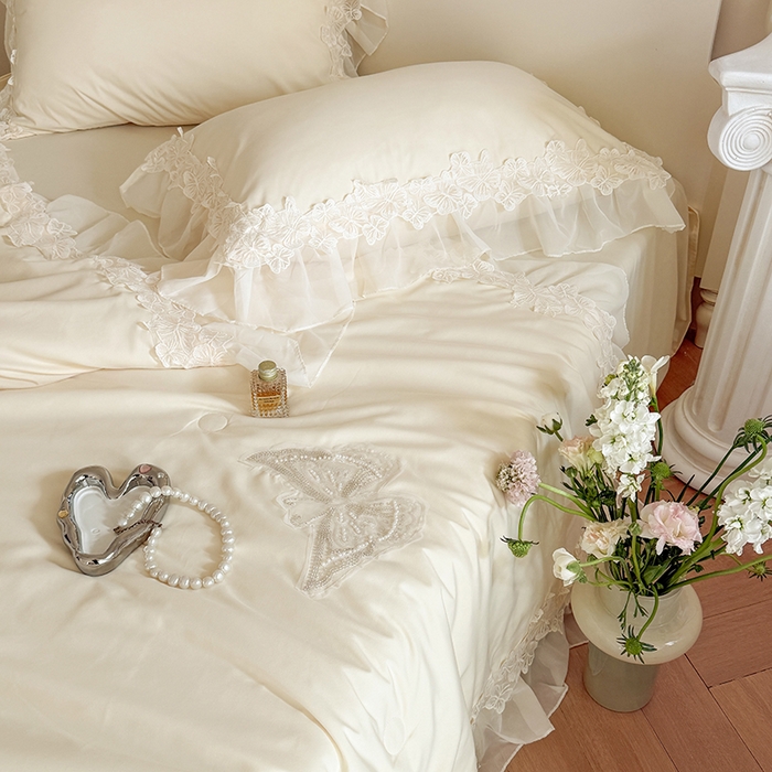 91家纺网 家纺一手货源 找家纺 吾欢心 2026新款糯小棉蝶恋花床盖款夏被四件套 黄