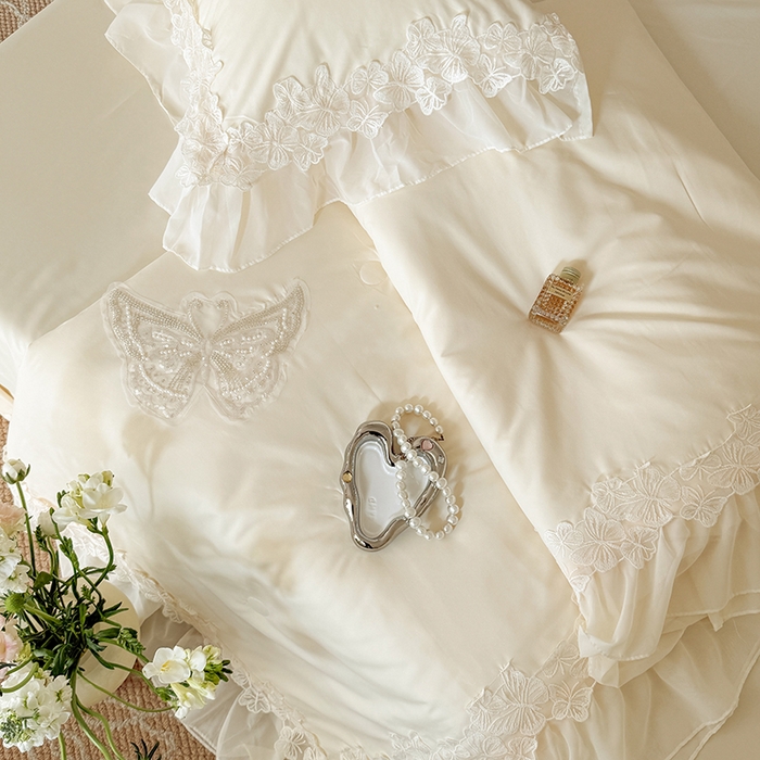 91家纺网 家纺一手货源 找家纺 吾欢心 2026新款糯小棉蝶恋花床盖款夏被四件套 黄