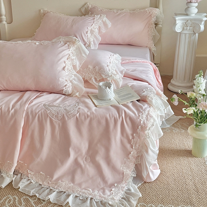 91家纺网 家纺一手货源 找家纺 （总）吾欢心 2026新款糯小棉蝶恋花床盖款夏被四件套