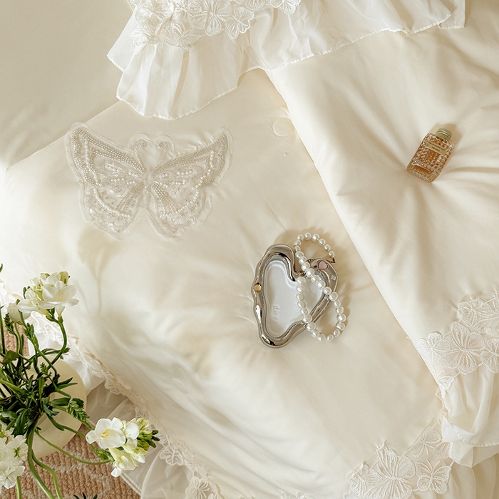 91家纺网 家纺一手货源 找家纺 吾欢心 2026新款糯小棉蝶恋花床盖款夏被四件套 黄