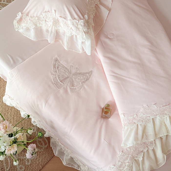 91家纺网 家纺一手货源 找家纺 （总）吾欢心 2026新款糯小棉蝶恋花床盖款夏被四件套