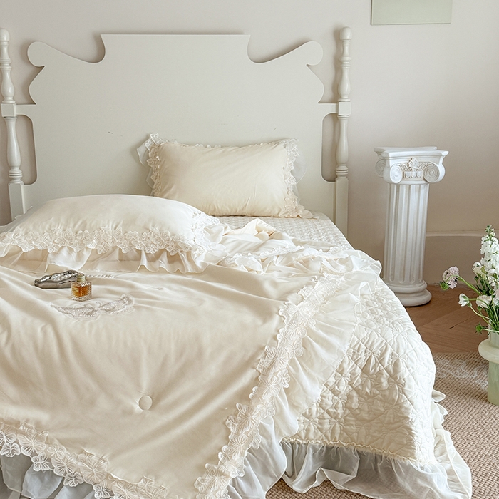 91家纺网 家纺一手货源 找家纺 吾欢心 2026新款糯小棉蝶恋花床盖款夏被四件套 黄