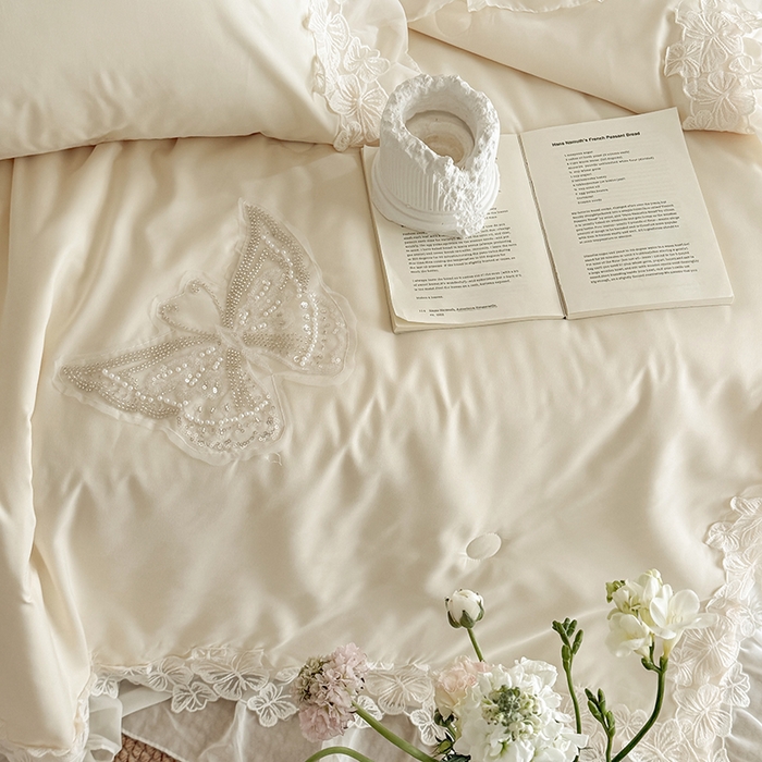 91家纺网 家纺一手货源 找家纺 吾欢心 2026新款糯小棉蝶恋花床盖款夏被四件套 黄