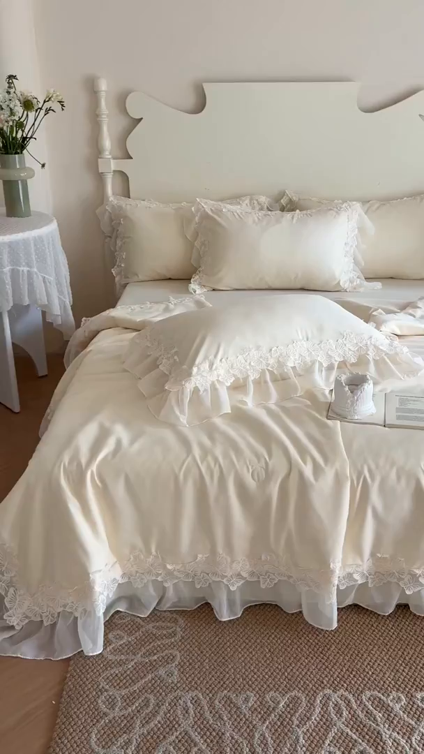 91家纺网 家纺一手货源 找家纺 吾欢心 2026新款糯小棉蝶恋花床盖款夏被四件套 黄